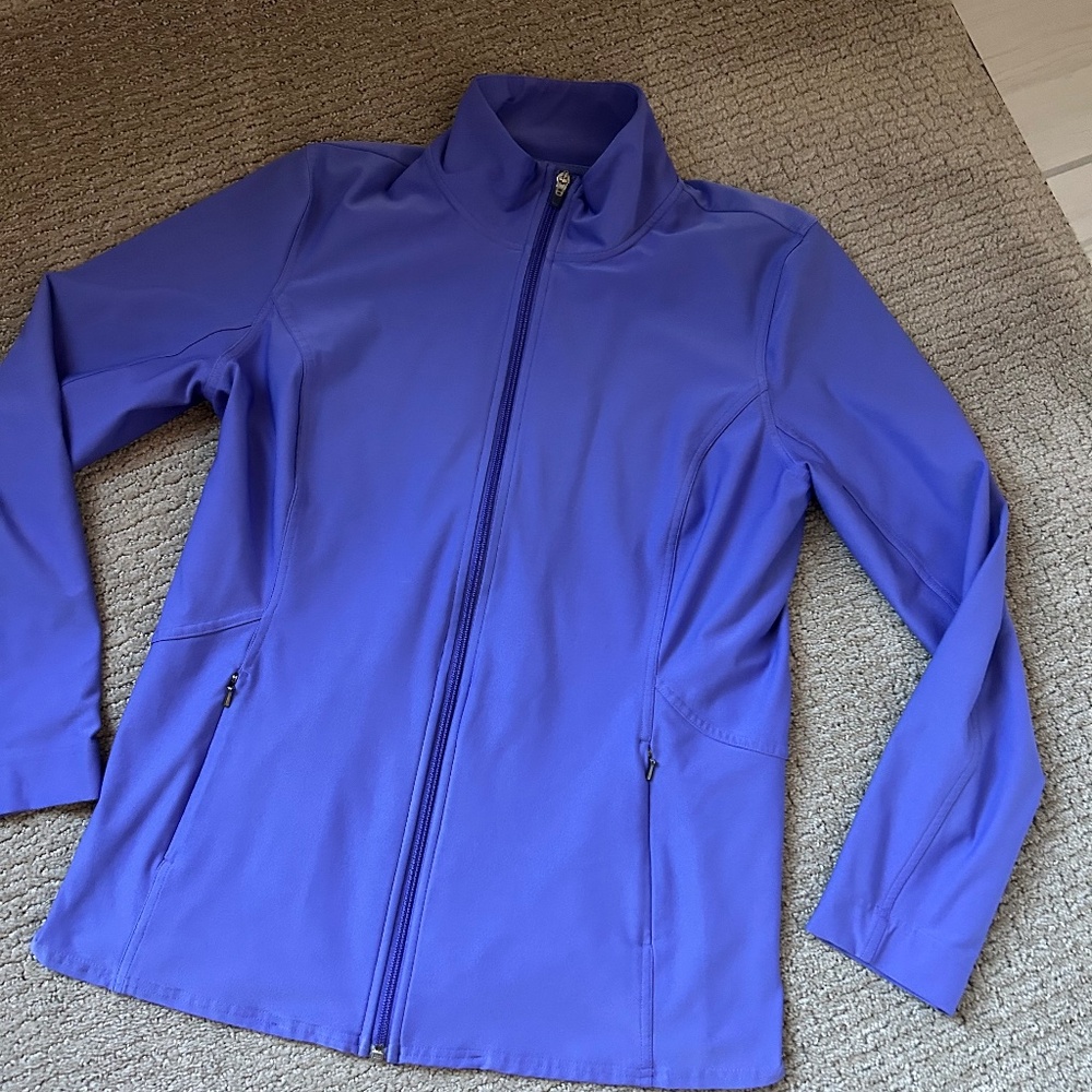 Lucy Jacket Womens L Blue Purple Full Zip Long Sleeves Zip Pockets Athletic EUC